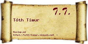 Tóth Timur névjegykártya